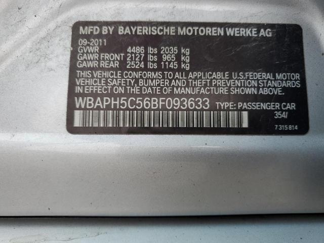 WBAPH5C56BF093633 - 2011 BMW 328 I SULEV SILVER photo 12