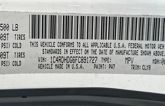 1C4RDHDG6FC891727 - 2015 DODGE DURANGO LIMITED WHITE photo 10