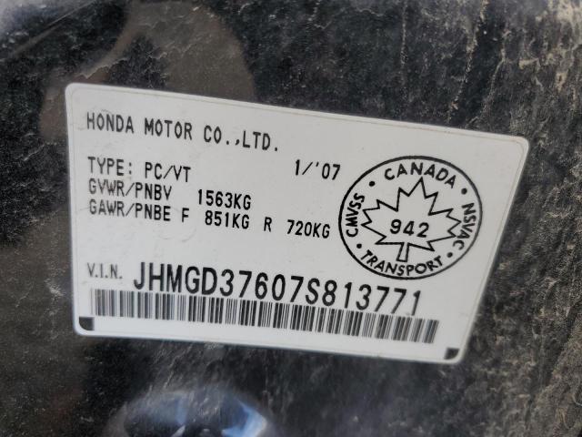 JHMGD37607S813771 - 2007 HONDA FIT S 黑色 照片 12