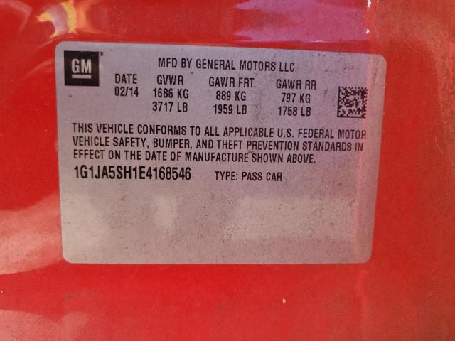 1G1JA5SH1E4168546 - 2014 CHEVROLET SONIC LS 红色 照片 12