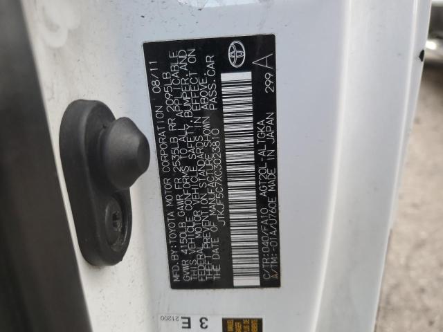 JTKJF5C7XC3023810 - 2012 TOYOTA SCION TC თეთრი ფოტო 12