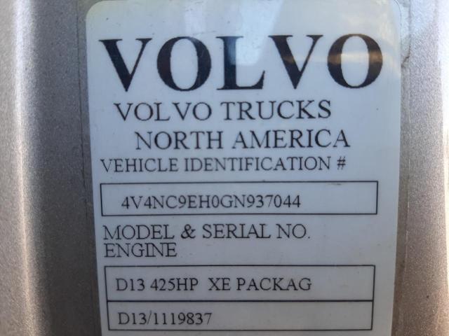 4V4NC9EH0GN937044 - 2016 VOLVO VN VNL GRAY photo 10