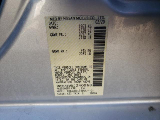 1N4BL4BV6LC240968 - 2020 NISSAN ALTIMA S SILVER photo 12