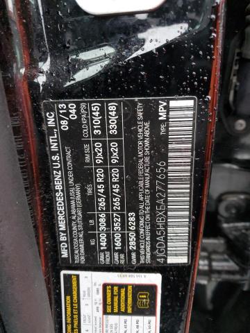 4JGDA5HBXEA277656 - 2014 MERCEDES-BENZ ML 350 4MATIC BLACK photo 12