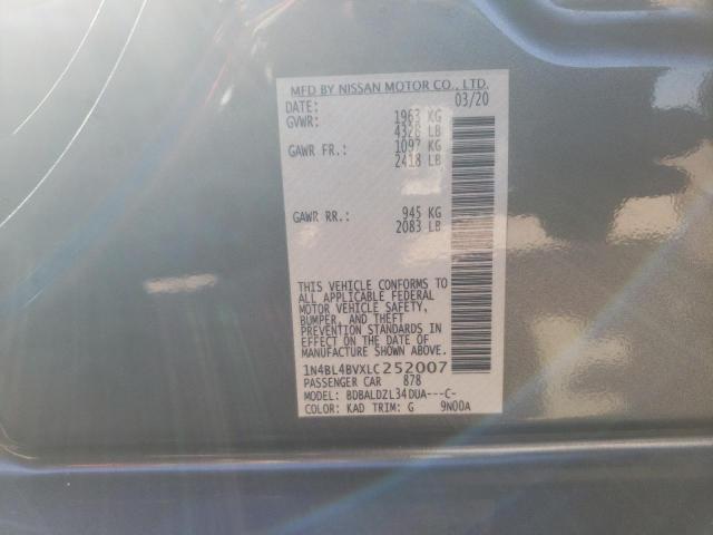 1N4BL4BVXLC252007 - 2020 NISSAN ALTIMA S SILVER photo 12