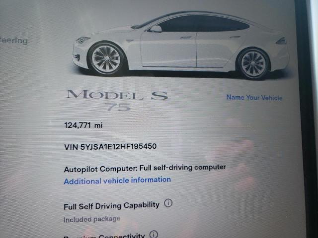 5YJSA1E12HF195450 - 2017 TESLA MODEL S WHITE photo 9