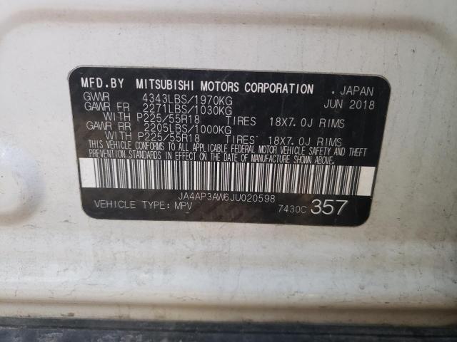 JA4AP3AW6JU020598 - 2018 MITSUBISHI OUTLANDER ES WHITE photo 12