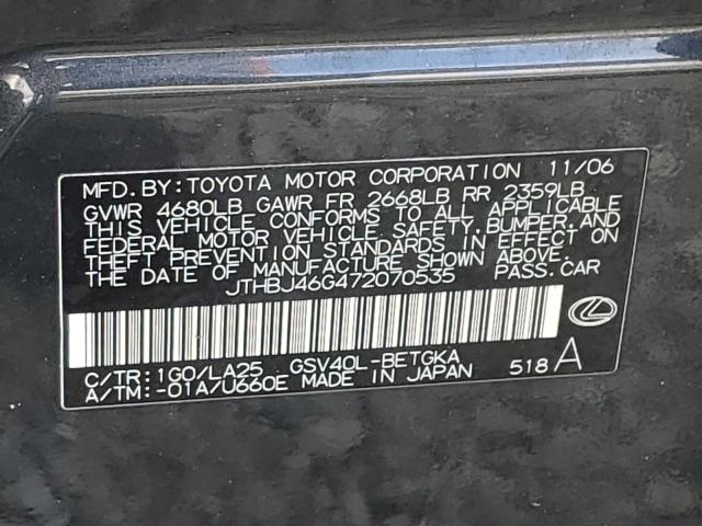 JTHBJ46G472070535 - 2007 LEXUS ES 350 CHARCOAL photo 12