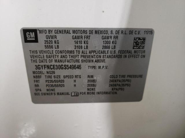 3GYFNCE30GS549646 - 2016 CADILLAC SRX PERFORMANCE COLLECTION Ақ фото 13