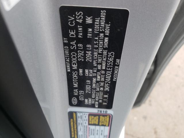 3KPF24AD0LE155625 - 2020 KIA FORTE FE SILVER photo 12