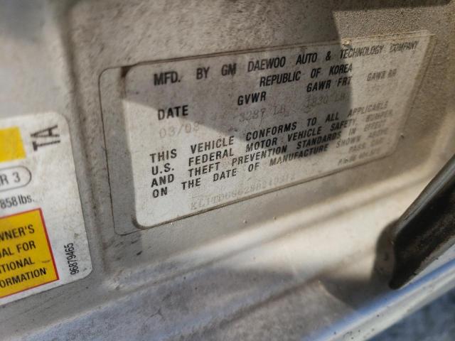 KL1TD66628B249312 - 2008 CHEVROLET AVEO BASE SILVER photo 12