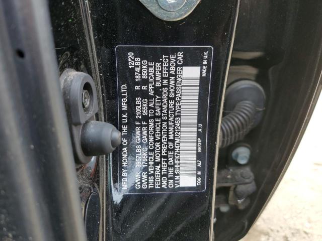 SHHFK7H47MU212453 - 2021 HONDA CIVIC SPORT 黑色 照片 12