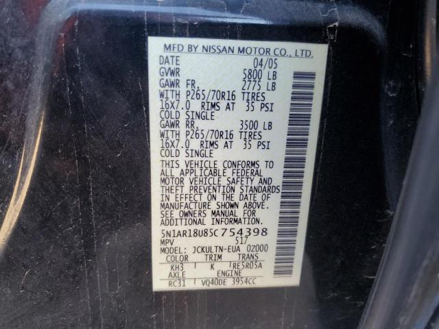 5N1AR18U85C754398 - 2005 NISSAN PATHFINDER LE 黑色 照片 13