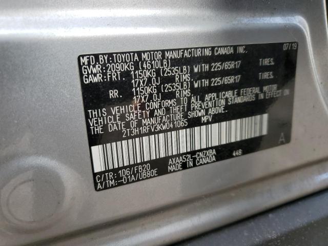 2T3H1RFV3KW041065 - 2019 TOYOTA RAV4 LE SILVER photo 14