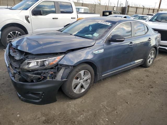 KNAGM4AD0E5071637 - 2014 KIA OPTIMA HYBRID GRAY photo 1