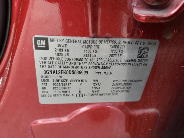 3GNAL2EK0DS636909 - 2013 CHEVROLET CAPTIVA LS 勃艮第红 照片 13