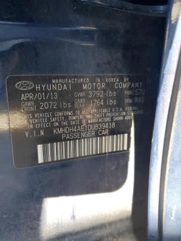 KMHDH4AE1DU839418 - 2013 HYUNDAI ELANTRA GLS BLUE photo 12