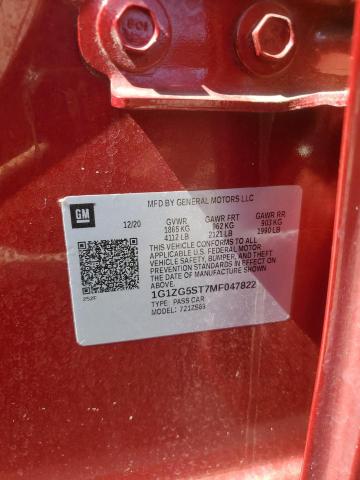 1G1ZG5ST7MF047822 - 2021 CHEVROLET MALIBU RS 红色 照片 12