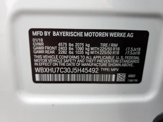 WBXHU7C30J5H45492 - 2018 BMW X1 SDRIVE28I WHITE photo 13