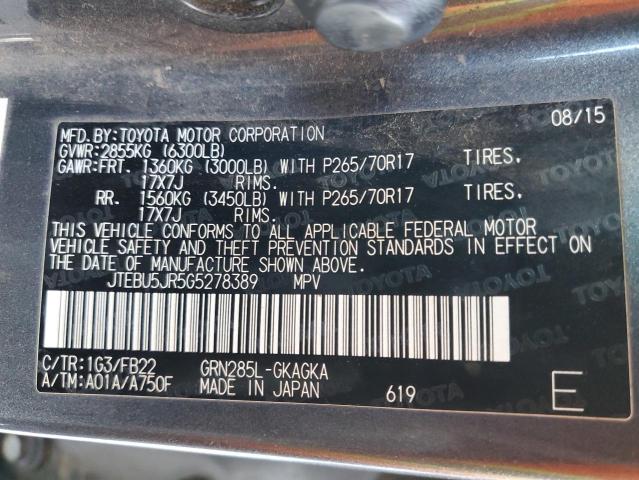 JTEBU5JR5G5278389 - 2016 TOYOTA 4RUNNER SR5/SR5 PREMIUM 石墨色 照片 13