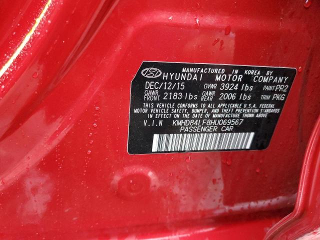 KMHD84LF8HU069567 - 2017 HYUNDAI ELANTRA SE RED photo 13