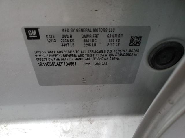 1G11C5SL4EF194061 - 2014 CHEVROLET MALIBU 1LT ვერცხლისფერი ფოტო 12