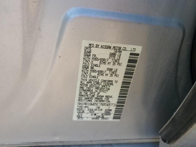5N1AR18W85C705073 - 2005 NISSAN PATHFINDER LE 银色 照片 12