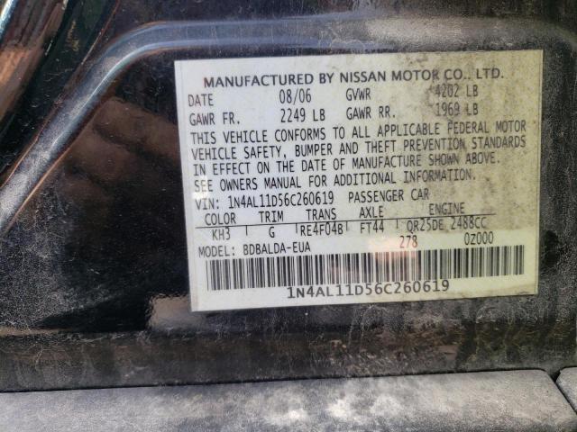 1N4AL11D56C260619 - 2006 NISSAN ALTIMA S BLACK photo 12