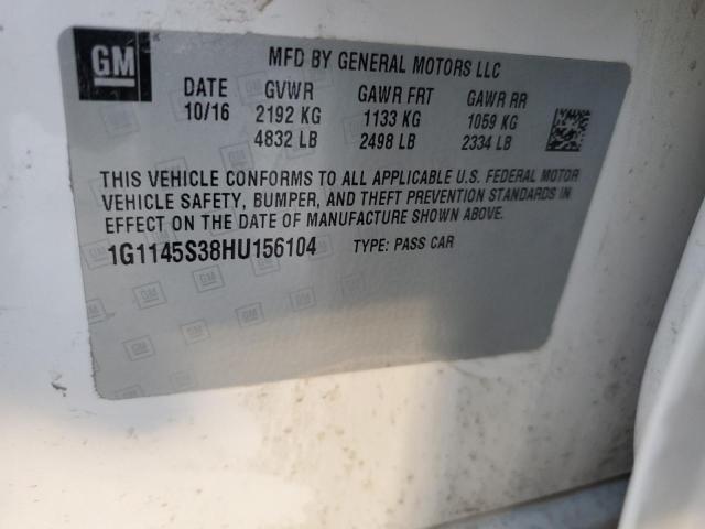 1G1145S38HU156104 - 2017 CHEVROLET IMPALA PREMIER WHITE photo 12