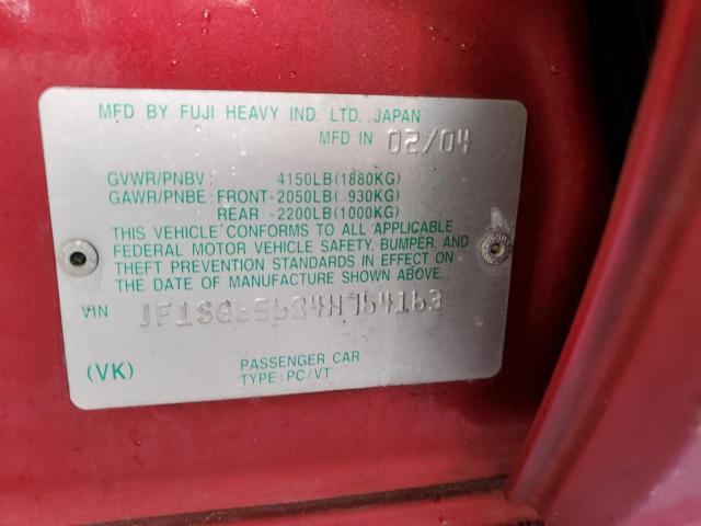 JF1SG65684H764163 - 2004 SUBARU FORESTER 2.5XS წითელი ფოტო 13