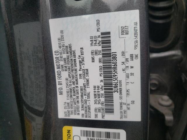 3LN6L5E95HR603801 - 2017 LINCOLN MKZ RESERVE CHARCOAL photo 13