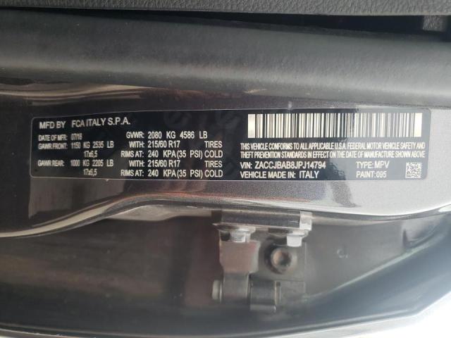 ZACCJBAB8JPJ14794 - 2018 JEEP RENEGADE SPORT Մոխրագույն լուսանկար 13