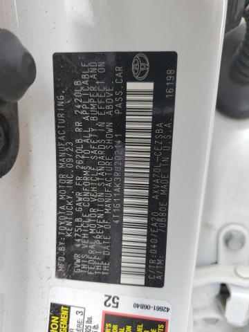 4T1G11AK3RU202141 - 2024 TOYOTA CAMRY SE NIGHT SHADE WHITE photo 12