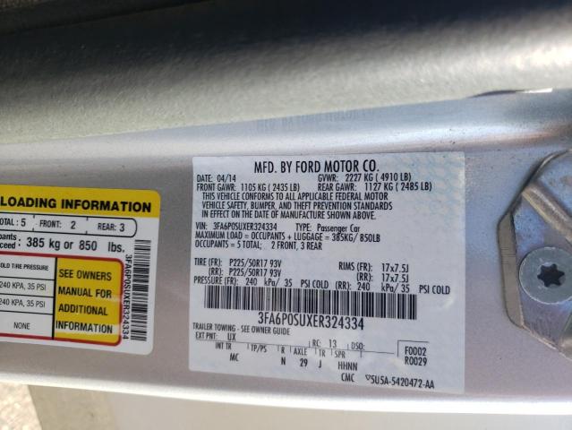 3FA6P0SUXER324334 - 2014 FORD FUSION TITANIUM PHEV SILVER photo 12