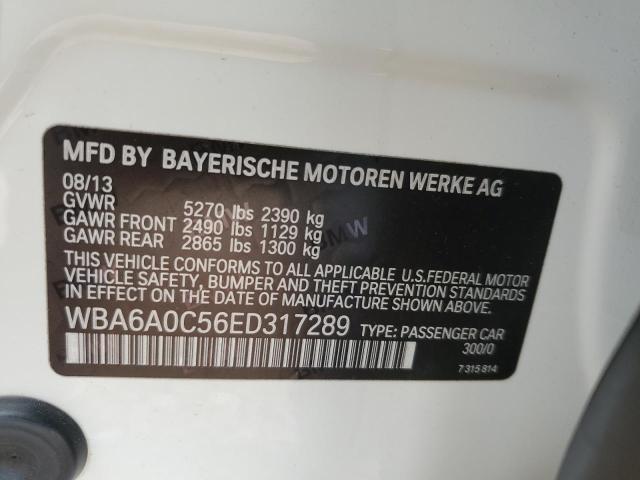 WBA6A0C56ED317289 - 2014 BMW 640 I GRAN COUPE WHITE photo 12