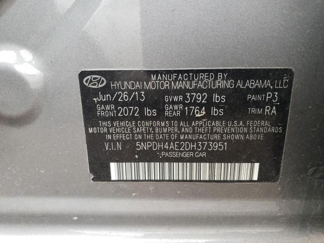 5NPDH4AE2DH373951 - 2013 HYUNDAI ELANTRA GLS GRAY photo 12