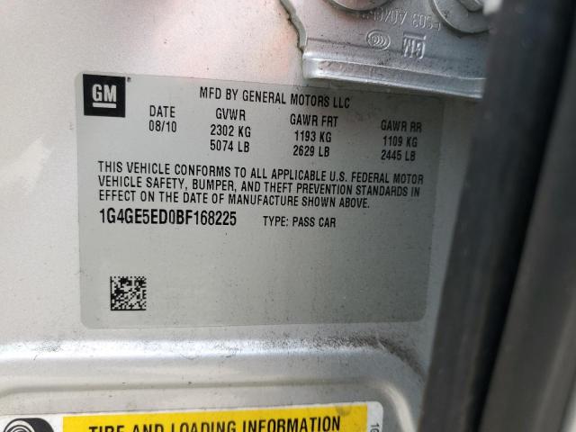 1G4GE5ED0BF168225 - 2011 BUICK LACROSSE CXS 银色 照片 12