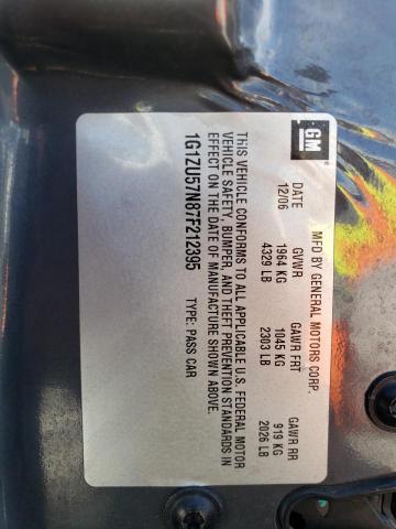 1G1ZU57N87F212395 - 2007 CHEVROLET MALIBU LTZ ნაცრისფერი ფოტო 12