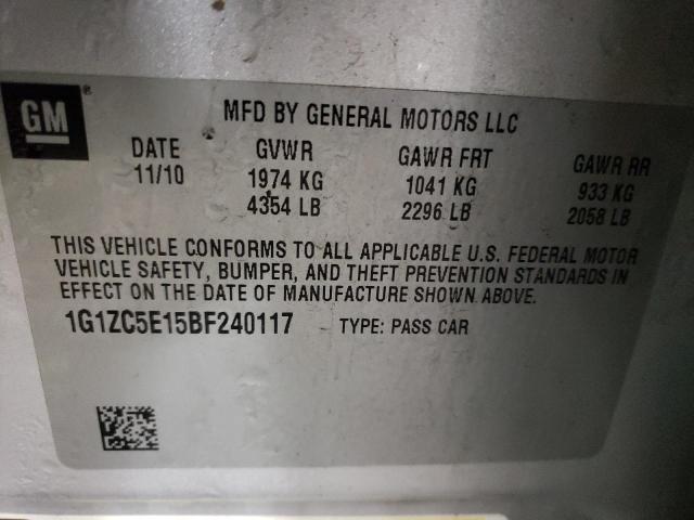 1G1ZC5E15BF240117 - 2011 CHEVROLET MALIBU 1LT Gümüş foto 12