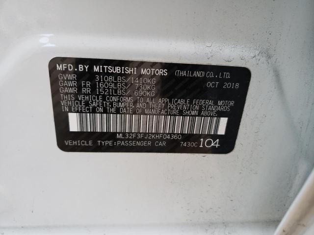ML32F3FJ2KHF04360 - 2019 MITSUBISHI MIRAGE G4 ES Blanco foto 12