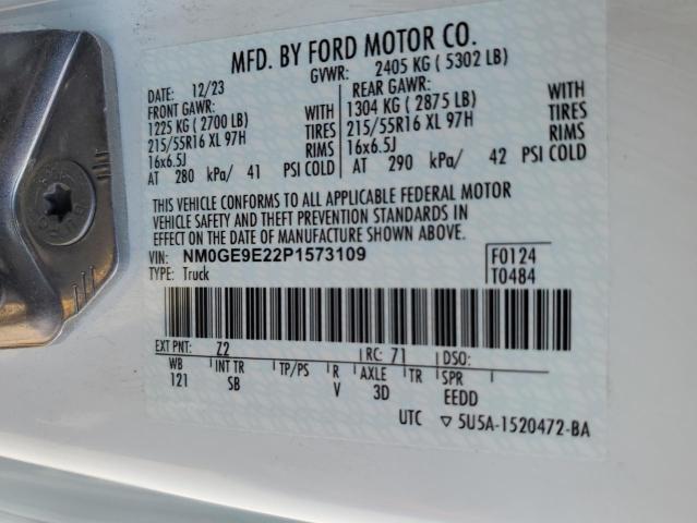 NM0GE9E22P1573109 - 2023 FORD TRANSIT CO XL WHITE photo 13