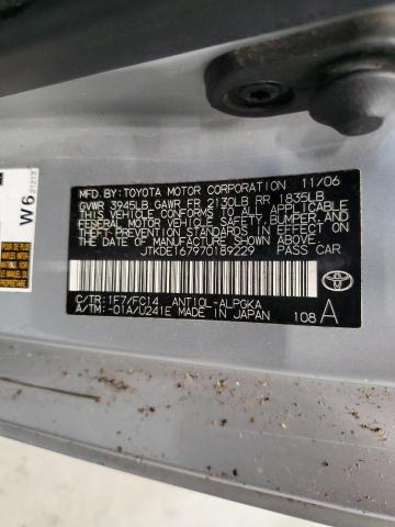 JTKDE167970189229 - 2007 TOYOTA SCION TC ვერცხლისფერი ფოტო 12