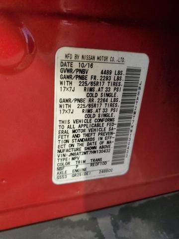 JN8AT2MT7HW130432 - 2017 NISSAN ROGUE S RED photo 13