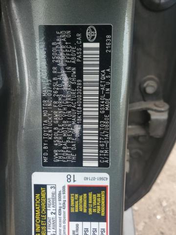 4T1BK1EB4DU030289 - 2013 TOYOTA AVALON BASE 灰色 照片 12