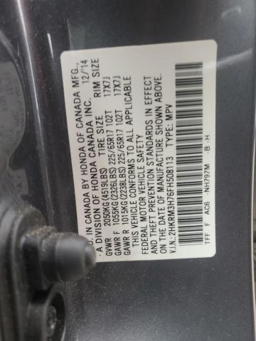 2HKRM3H76FH508113 - 2015 HONDA CR-V EXL GRAY photo 13