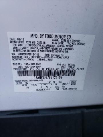 1FAHP2F87EG124102 - 2014 FORD TAURUS LIMITED WHITE photo 12