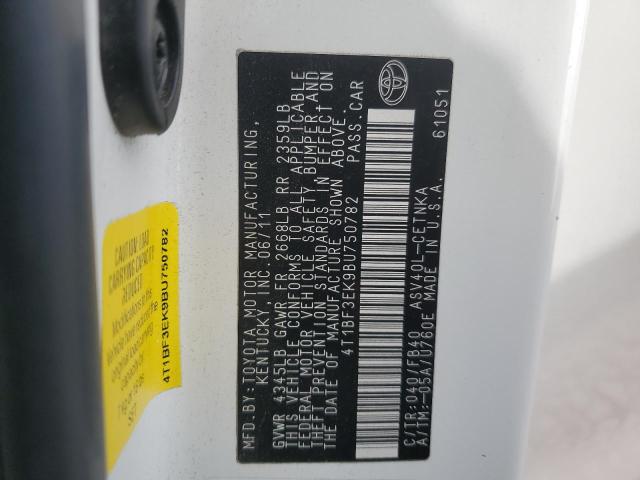 4T1BF3EK9BU750782 - 2011 TOYOTA CAMRY BASE WHITE photo 12