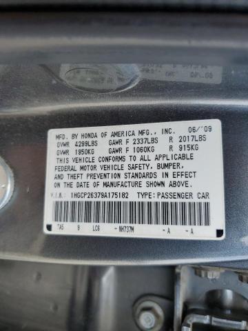 1HGCP26379A175182 - 2009 HONDA ACCORD LX GRAY photo 12