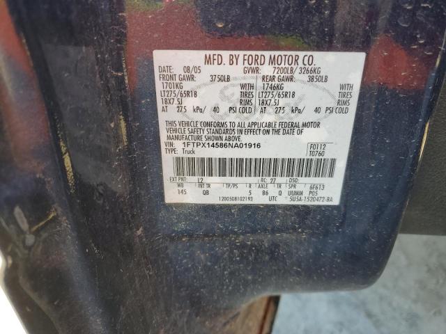 1FTPX14586NA01916 - 2006 FORD F150 BLUE photo 12