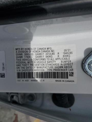 2HGFE2F53NH503309 - 2022 HONDA CIVIC SPORT 白色 照片 12